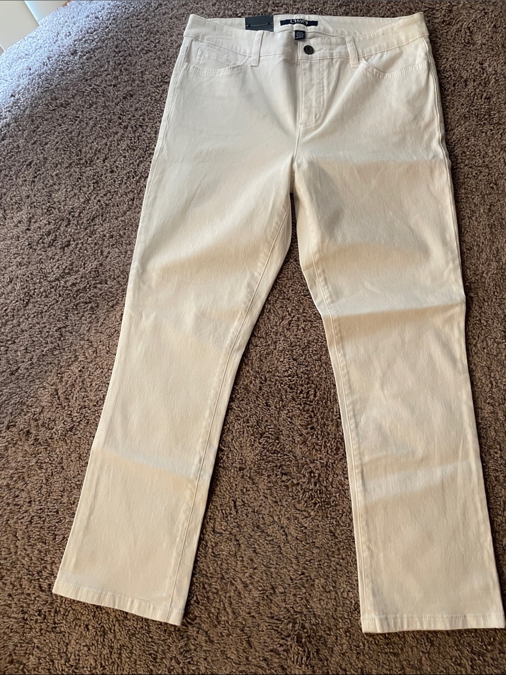 Chaps Women's Cream Straight-Leg Chinos